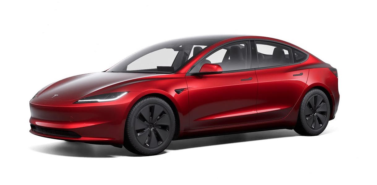 Une Tesla Model 3 rouge