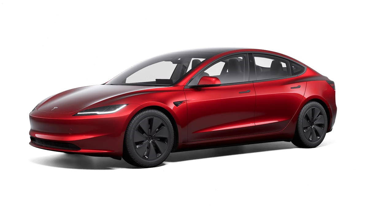 Une Tesla Model 3 rouge