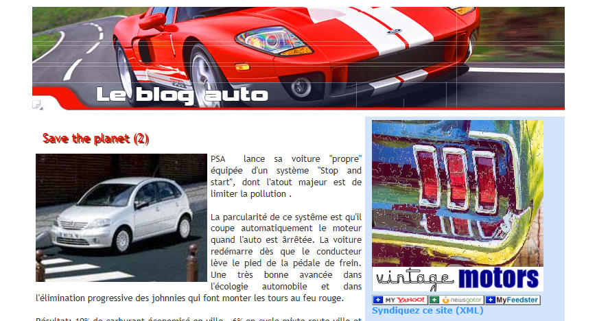 L'interface du site leblogauto.com en décembre 2004